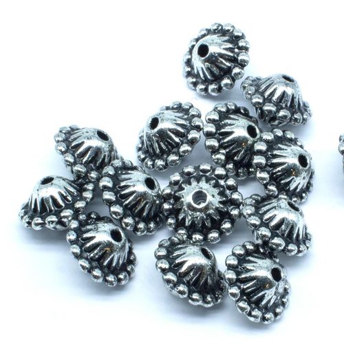 Acrylic Antique Silver Rondelle 11mm Beads 30pc   Dot Ridge for jewellery making