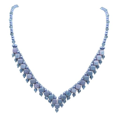 Tiffany Tile Necklaces luster amethyst necklace making kit — DIY set with beads and instructions for creating handmade jewelry