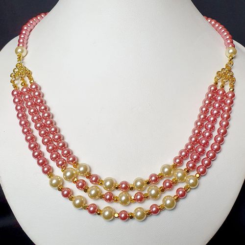 Marushka Pearl Necklace watermelon & peach necklace making kit — DIY set with beads and instructions for creating handmade jewelry
