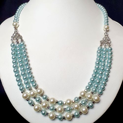Marushka Pearl Necklace buttermilk & powder blue necklace making kit — DIY set with beads and instructions for creating handmade jewelry