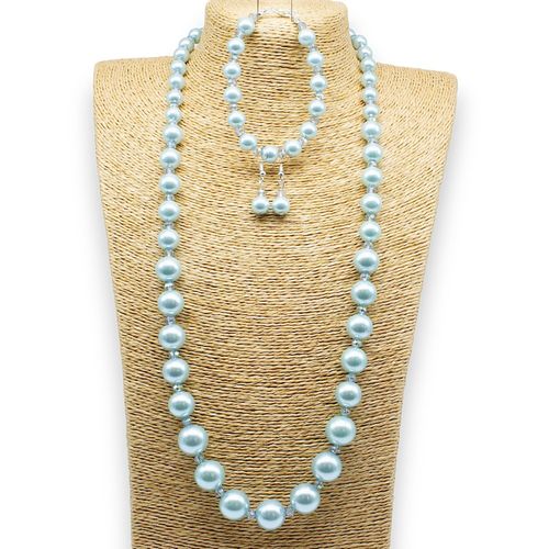 Graduated Pearl & Crystal Jewellery powder blue jewelry making kit — DIY set with beads and instructions for creating handmade jewelry