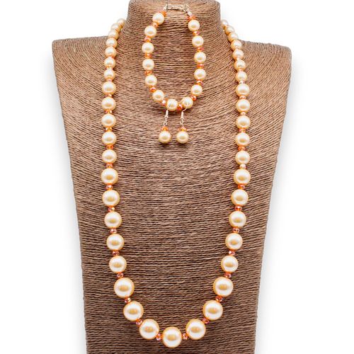 Graduated Pearl & Crystal Jewellery peach jewelry making kit — DIY set with beads and instructions for creating handmade jewelry