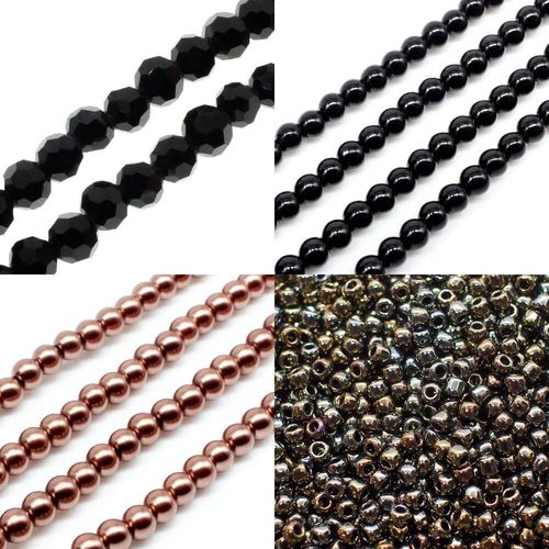 BC24 WK33 Bracelet   Jet Black 6mm for jewellery making