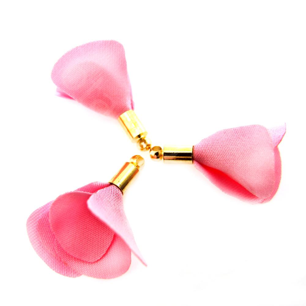 Flower Tassel Rose - Gold Tone Cap Flamingo 5pcs