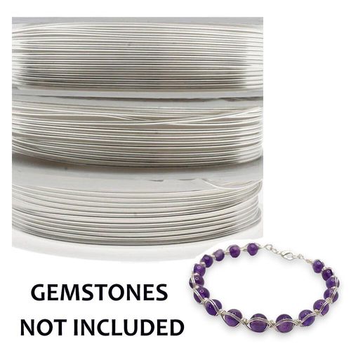 Gemstone Wound Bangle Wire Pack silver jewelry making kit — DIY set with beads and instructions for creating handmade jewelry