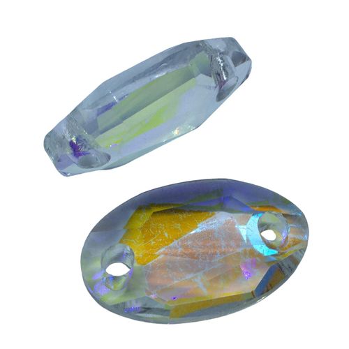 Crystal Oval 2 Hole Pendant   AB 27 x 17mm for jewellery making