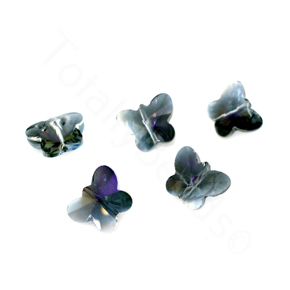Crystal Butterfly Beads - Clear Purple 14x12mm 8pcs