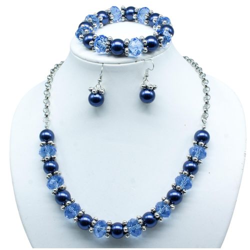 Chunky Crystal Pearl Jewellery cobalt blue jewelry making kit — DIY set with beads and instructions for creating handmade jewelry