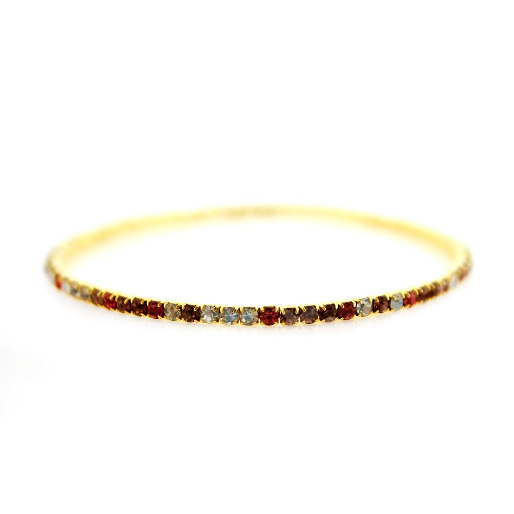 Crystal Bangle - Gold with Pink Purple combi