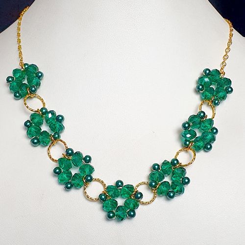 Willow Crystal Ring Necklace Makes 2 teal necklace making kit — DIY set with beads and instructions for creating handmade jewelry