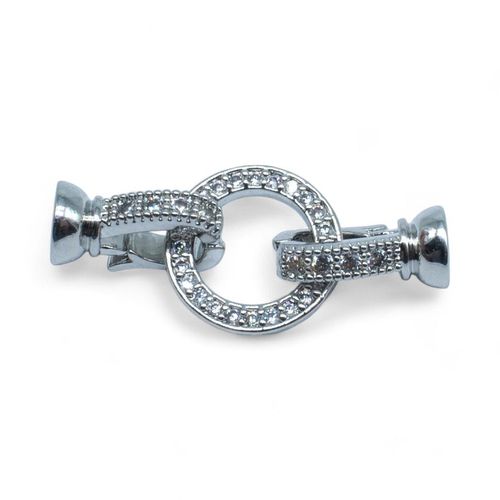 Fancy Rhinestone Clasp Ring 13mm   Rhodium for jewellery making