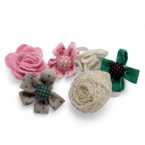 Fabric Flower Rings Variety Pack 8pcs for jewellery making