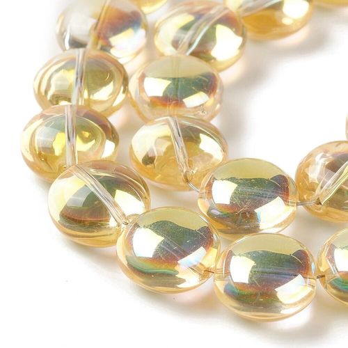 Glass Puff Coin 12mm Beads 10pcs   Lemon for jewellery making
