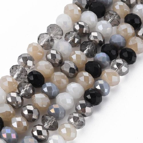 8mm crystal beads charcoal mix, pack of 70 — faceted for jewelry making and beadwork