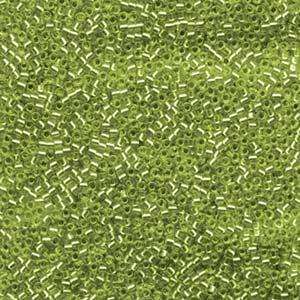 size 11 Miyuki Delica seed beads silver lined lime db1206 5g — 5g pack, premium Japanese cylinder beads perfect for bead weaving, embroid…