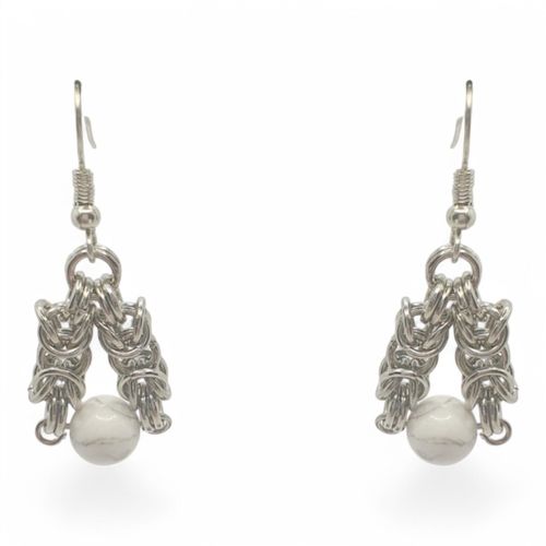 Catriona Gemstone Earrings 2 Pairs white howlite earring making kit — DIY set with beads and instructions for creating handmade jewelry