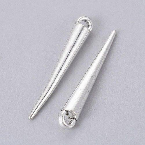 Alloy Spike Pendant 34mm 10pcs   Antique Silver for jewellery making