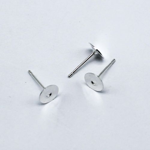 Earring Stud with Flat Back 5mm   Silver 50 Pairs 100 pieces for jewellery making