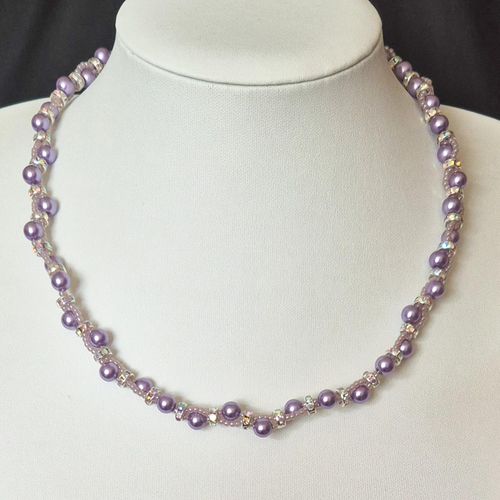 Delores Sparkle Pearl Necklace Bracelet light purple bracelet making kit — DIY set with beads and instructions for creating handmade jewelry