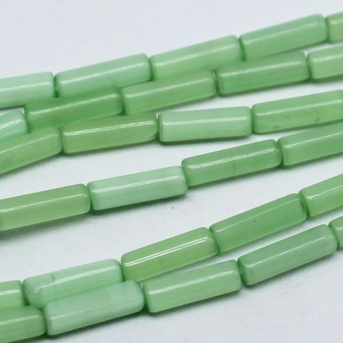Cats Eye Beads Tubes 12x3mm   Lime Green for jewellery making