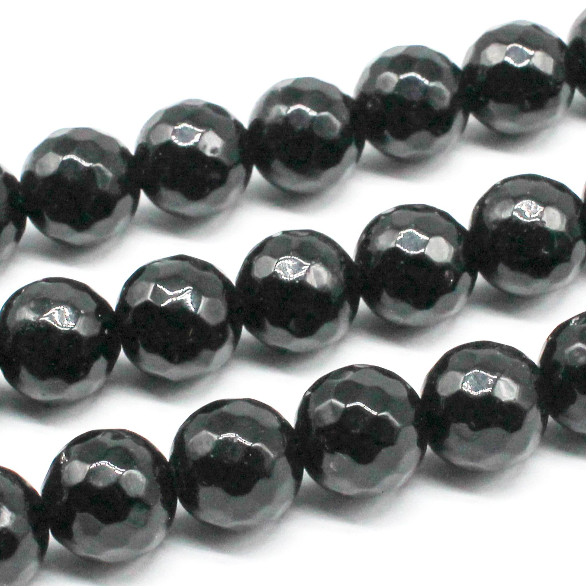 Synthetic Onyx Round Faceted Beads 10mm 16" String for jewellery making