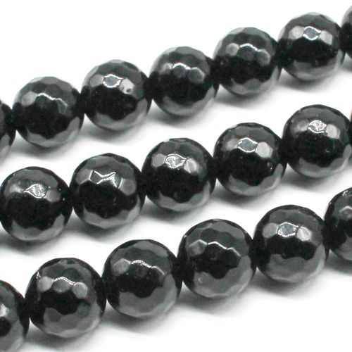 Synthetic Onyx Round Faceted Beads 10mm 16" String for jewellery making