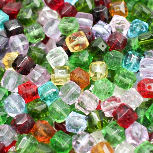 Glass Faceted Cubes Beads 8mm Mixed 40pcs for jewellery making