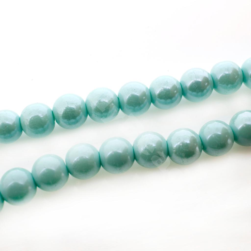 Glass Round Beads 8mm - Luster Opal Aqua