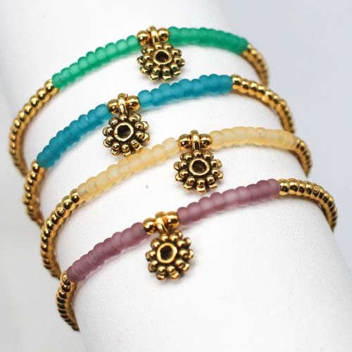 Rainbow Flower Bracelets Makes 60+ Frost Gold bracelet making kit — DIY set with beads and instructions for creating handmade jewelry