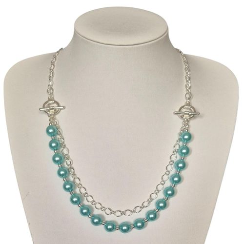 Moyra Twin Toggle Necklaces aqua necklace making kit — DIY set with beads and instructions for creating handmade jewelry