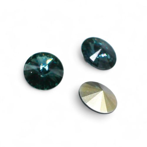 12mm resin Rivoli stone sapphire — faceted round crystal-style cabochon ideal for jewelry making, settings, and crafts