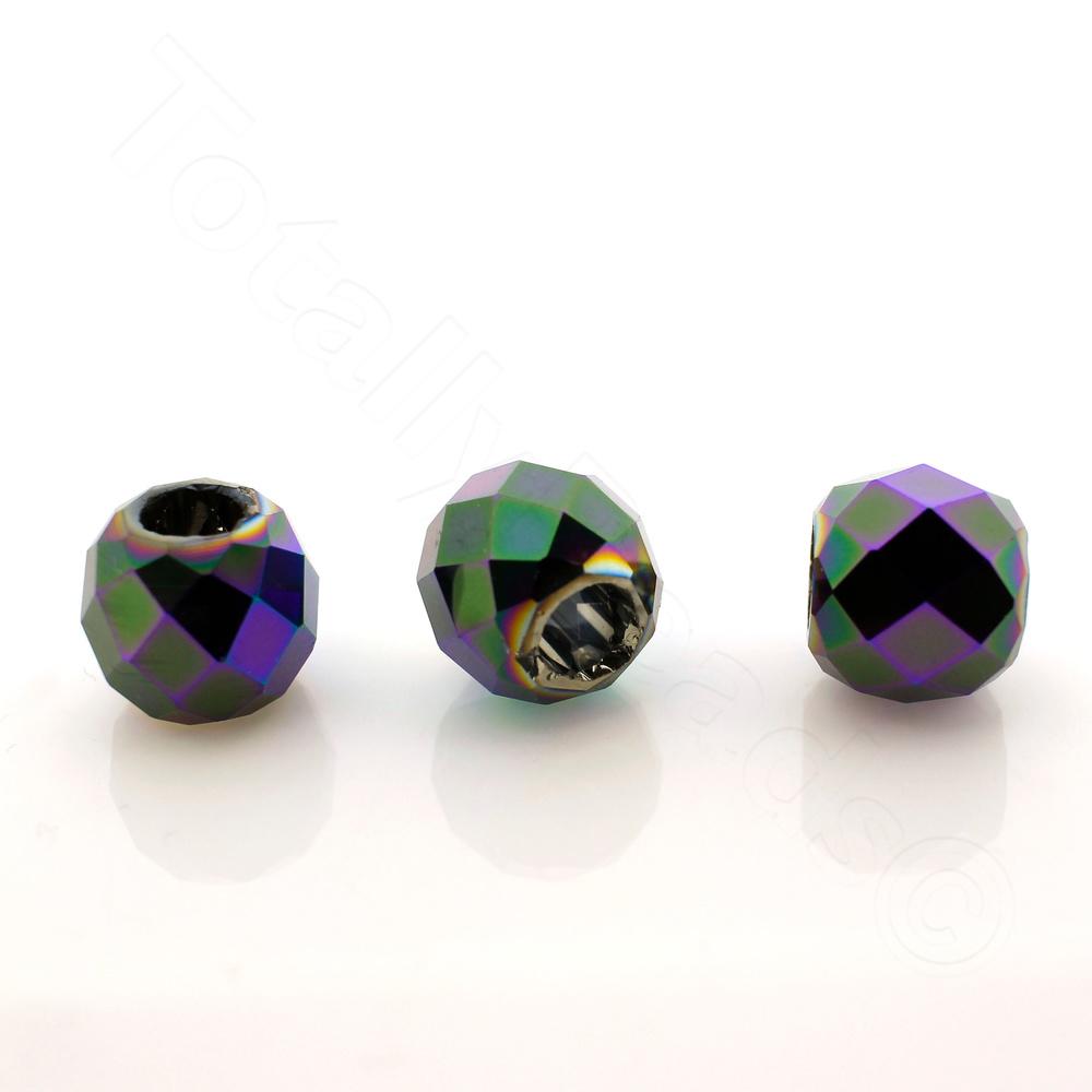 Crystal Large Hole Bead - Purple Green 13mm