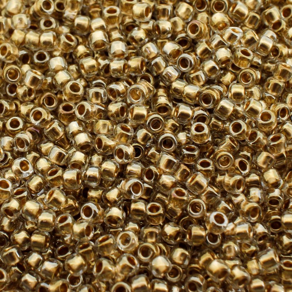 Toho Size 8 Seed Beads 10g -  Gold Lined Crystal