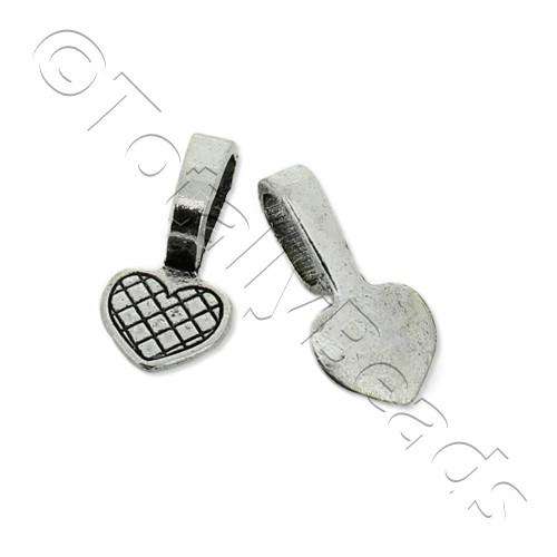 Tibetan Silver Bail - Large Heart
