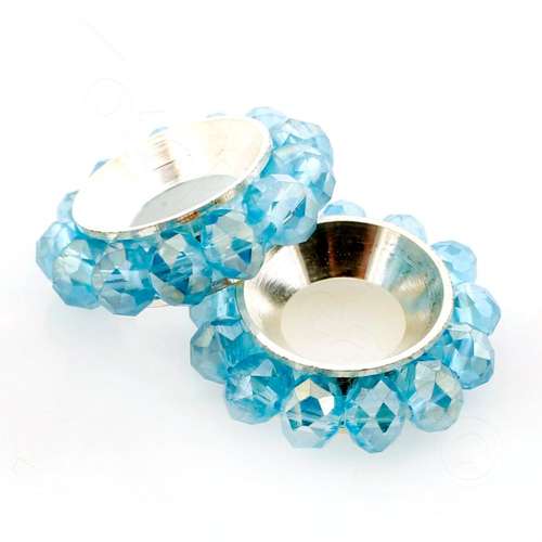 Crystal Round Spacer Beads - 2 pcs 18mm - Aqua AB