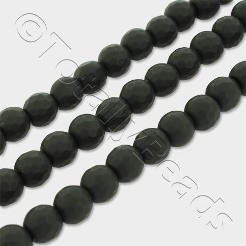 Synthetic Onyx Round Faceted Beads 6mm Matt 16" String