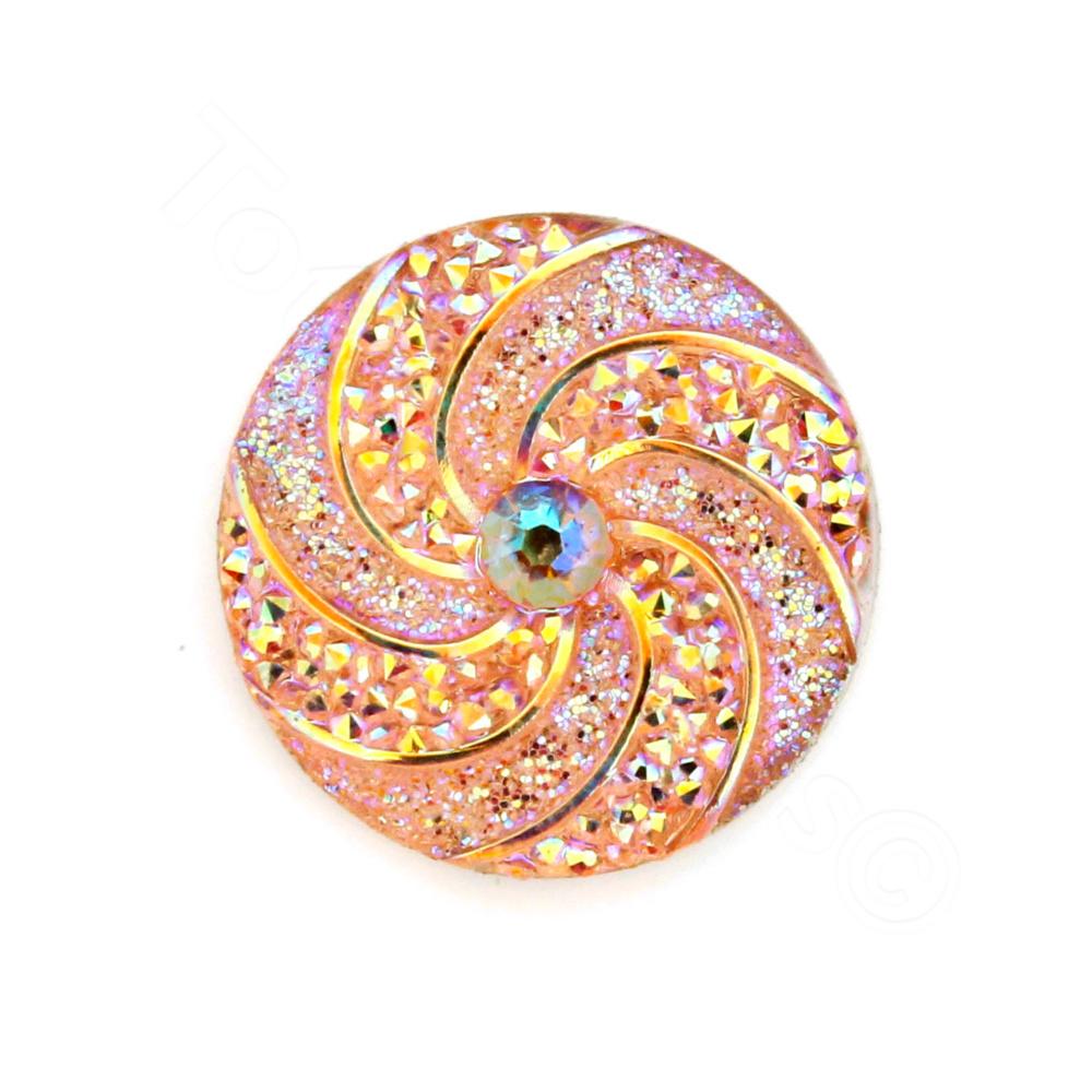 Acrylic Cabochon 20mm Disc - Spiral Pink