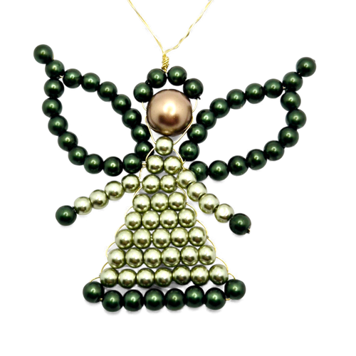 Beaded Angel Decorations   Green 3mm for jewellery making