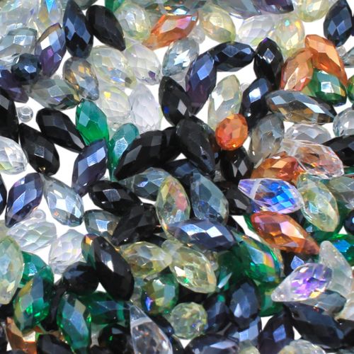 Crystal Drop Beads 6x12mm    Rainbow Mix 50pcs for jewellery making