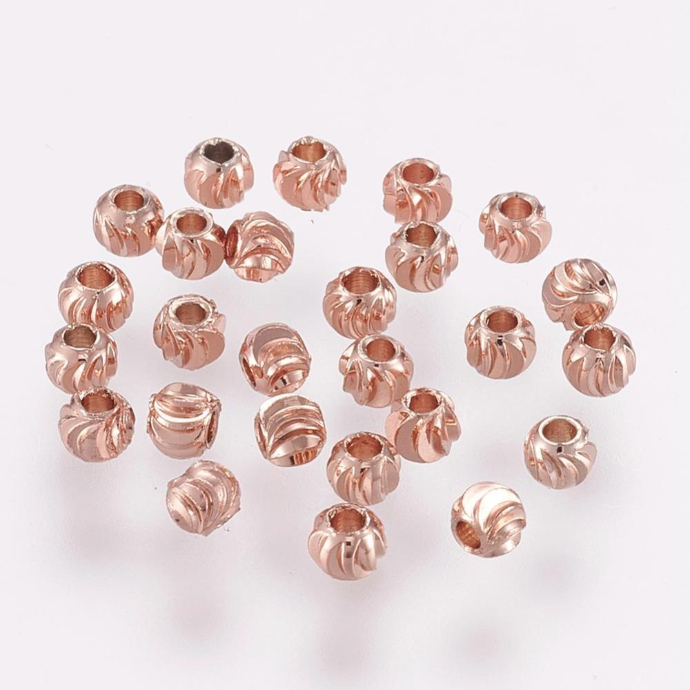 Brass Crescent Round Spacers 3mm Rose Gold 30pcs for jewellery making