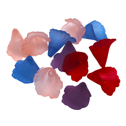 Lucite Trumpet Flower 20mm Mixed   30pcs for jewellery making
