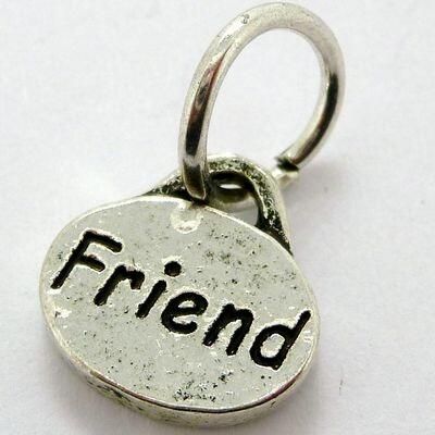 Antique Silver Message Tag/Charm   Friend 5 pcs 11 x 11mm for jewellery making
