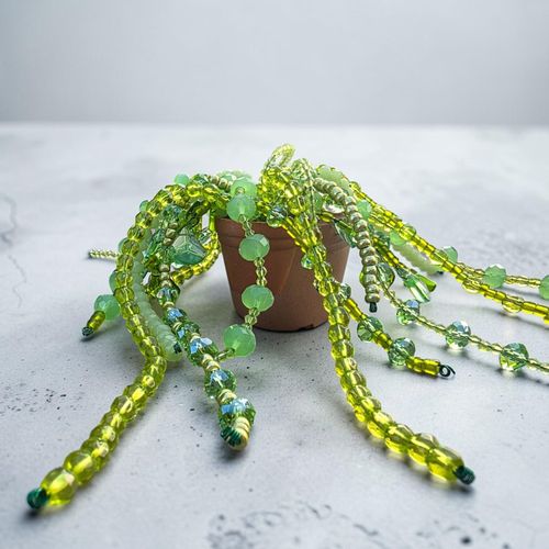 Beaded Plants Bead Pack   Lime Green + 2 Pots 4mm for jewellery making