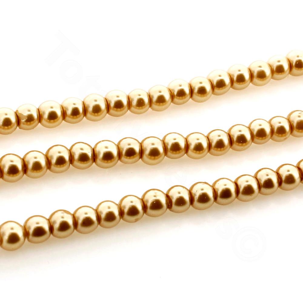 Glass Pearl Round Beads 3mm Gold Craft, hobby & jewellery supplies