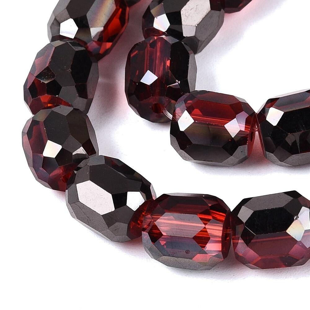 Ruby Red Twitter Crystal Drum Beads 8mm 20pcs - Ruby Red Shadow