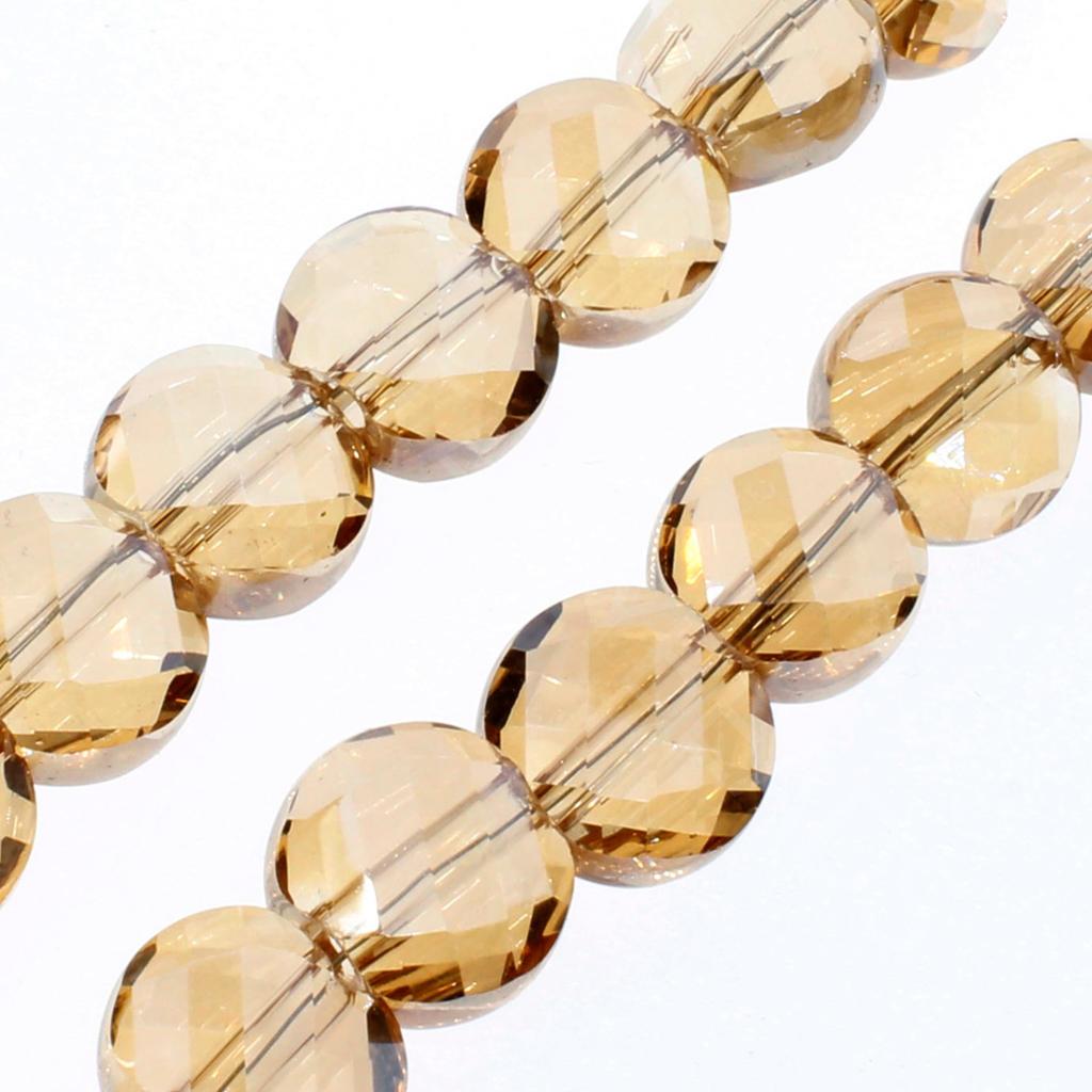 Crystal Curved Coin Bead 8mm - Champagne