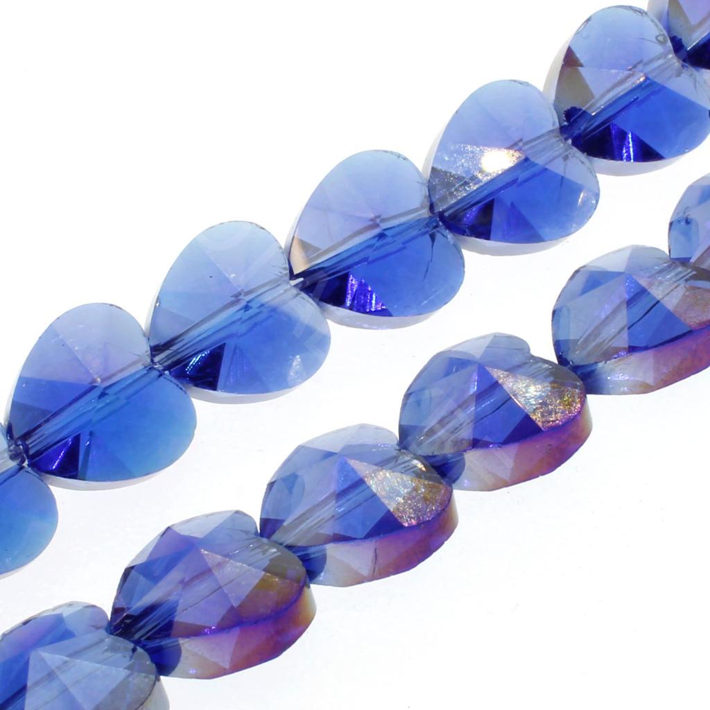 Crystal Heart Beads 10mm 25pcs - Blue AB