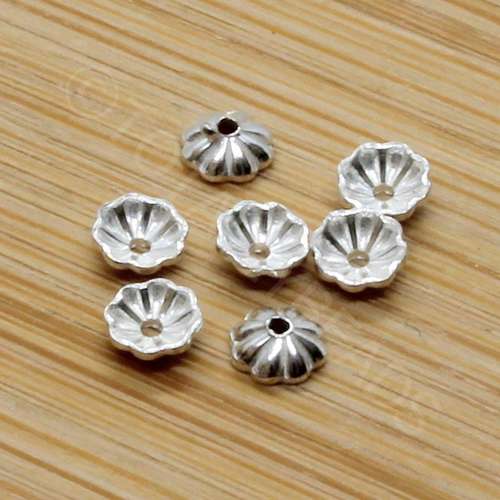 Sterling Silver - 8 Petal Bead Cap 4mm 12pcs