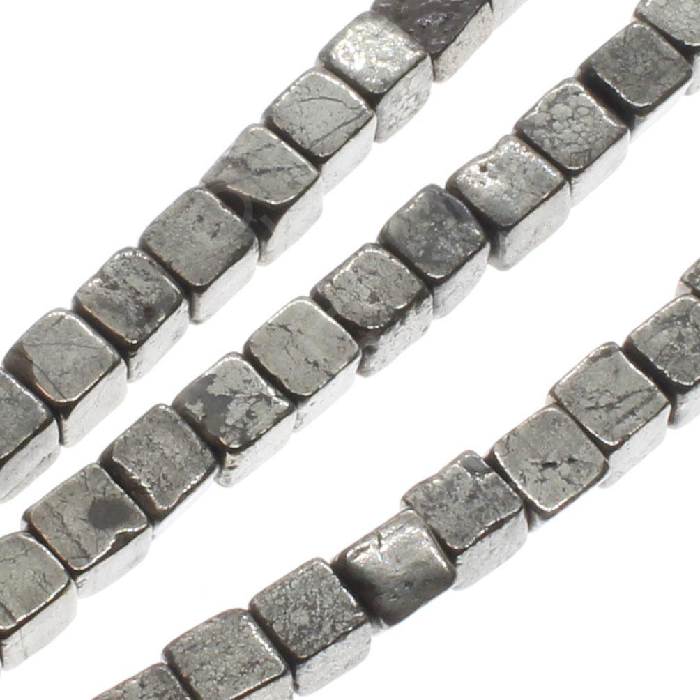 Pyrite Cube Beads 4mm 16" String