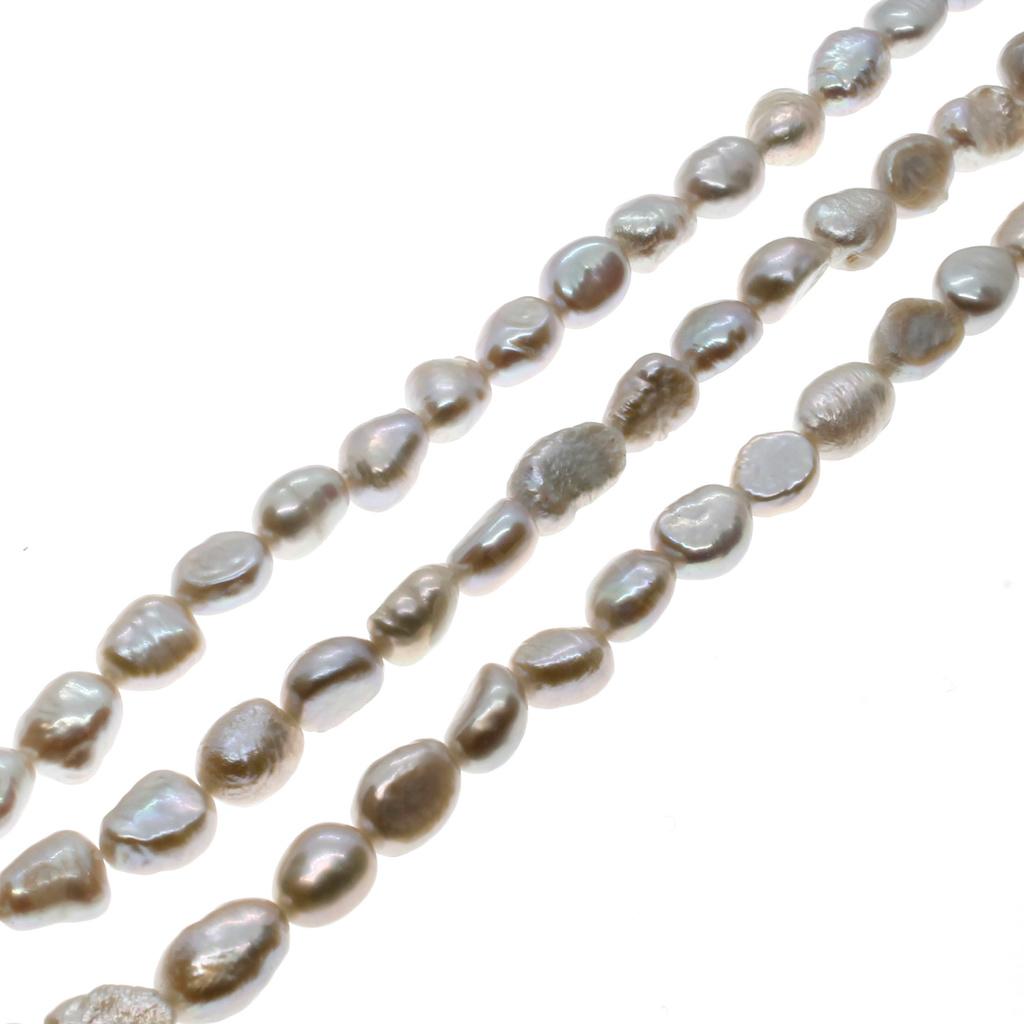 Freshwater Pearls 6-7mm Flat Rice Silver - 14" String